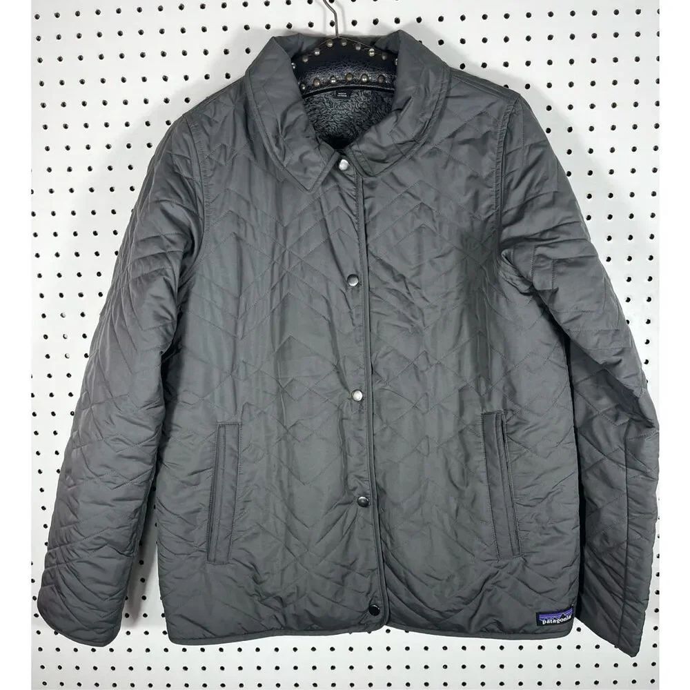 Patagonia Forge Gray Quilted Los Gatos Lined Snap Jacket Size M